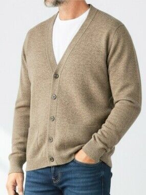 ST MICHAEL by MARKS & SPENCER Lambswool Cardigan Heather Tan VINTAGE